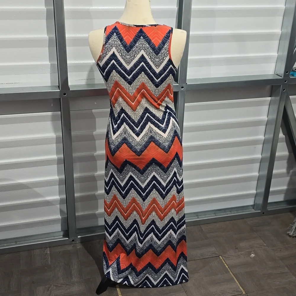 Mlle Gabrielle Chevron Patterened Floor‎ Lenth  Dress Size Small